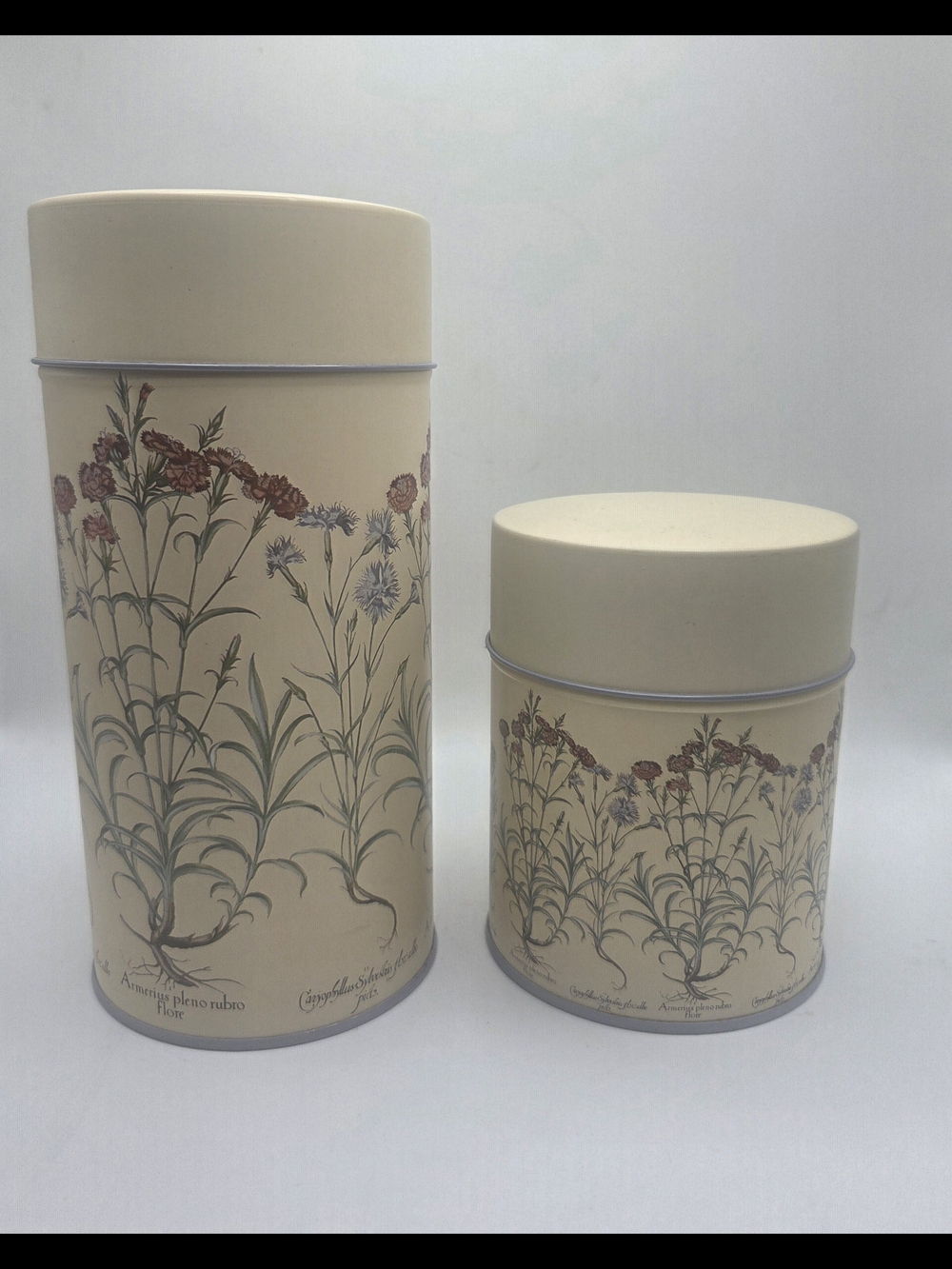 Set Of 2 1992 Vincenzo Botanical Garden Round Tin Canisterzs
